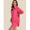 imageMoss Rose Womens Bathing Suit Cover Ups Bikini Swimsuit Coverup Drawstring Button Down Beach Dress ShirtRose Red