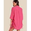 imageMoss Rose Womens Bathing Suit Cover Ups Bikini Swimsuit Coverup Drawstring Button Down Beach Dress ShirtRose Red