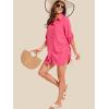 imageMoss Rose Womens Bathing Suit Cover Ups Bikini Swimsuit Coverup Drawstring Button Down Beach Dress ShirtRose Red
