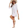 imageMoss Rose Womens Bathing Suit Cover Ups Bikini Swimsuit Coverup Drawstring Button Down Beach Dress ShirtWhite