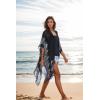 imageMoss Rose Womens Beach Cover up Swimsuit Kimono with Bohemian Floral Print Loose Casual Resort WearA Adeline Black