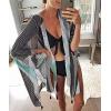 imageMoss Rose Womens Beach Cover up Swimsuit Kimono with Bohemian Floral Print Loose Casual Resort WearAa Merel