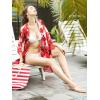imageMoss Rose Womens Beach Cover up Swimsuit Kimono with Bohemian Floral Print Loose Casual Resort WearB Red  Brown  White