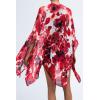 imageMoss Rose Womens Beach Cover up Swimsuit Kimono with Bohemian Floral Print Loose Casual Resort WearB Red  Brown  White