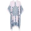imageMoss Rose Womens Beach Cover up Swimsuit Kimono with Bohemian Floral Print Loose Casual Resort WearBlue  White