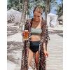 imageMoss Rose Womens Beach Cover up Swimsuit Kimono with Bohemian Floral Print Loose Casual Resort WearBrown  Black  White