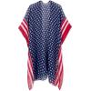 imageMoss Rose Womens Beach Cover up Swimsuit Kimono with Bohemian Floral Print Loose Casual Resort WearE American Flag1
