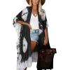 imageMoss Rose Womens Beach Cover up Swimsuit Kimono with Bohemian Floral Print Loose Casual Resort WearFa Black
