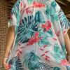 imageMoss Rose Womens Beach Cover up Swimsuit Kimono with Bohemian Floral Print Loose Casual Resort WearLeaves and Flowers