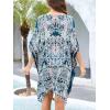 imageMoss Rose Womens Beach Kaftan Dresses Kimono Swimsuit Cover up for Bathing Suit with Floral PatternBgreen Print