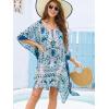 imageMoss Rose Womens Beach Kaftan Dresses Kimono Swimsuit Cover up for Bathing Suit with Floral PatternBgreen Print