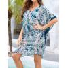 imageMoss Rose Womens Beach Kaftan Dresses Kimono Swimsuit Cover up for Bathing Suit with Floral PatternBgreen Print