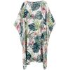 imageMoss Rose Womens Beach Kaftan Dresses Kimono Swimsuit Cover up for Bathing Suit with Floral PatternBpalm Leaf