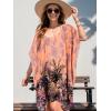 imageMoss Rose Womens Beach Kaftan Dresses Kimono Swimsuit Cover up for Bathing Suit with Floral PatternBpeach Print