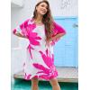 imageMoss Rose Womens Beach Kaftan Dresses Kimono Swimsuit Cover up for Bathing Suit with Floral PatternBpurple