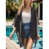 imageMoss Rose Womens Beach Kimono Coverup Sheer Chiffon Cover Ups Casual Loose Open Front Cardigan TopsBlack1