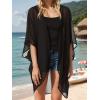 imageMoss Rose Womens Beach Kimono Coverup Sheer Chiffon Cover Ups Casual Loose Open Front Cardigan TopsBlack1