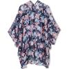 imageMoss Rose Womens Beach Kimono Coverup Sheer Chiffon Cover Ups Casual Loose Open Front Cardigan TopsBlue Flora