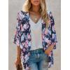 imageMoss Rose Womens Beach Kimono Coverup Sheer Chiffon Cover Ups Casual Loose Open Front Cardigan TopsBlue Flora