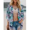 imageMoss Rose Womens Beach Kimono Coverup Sheer Chiffon Cover Ups Casual Loose Open Front Cardigan TopsBlue Floral
