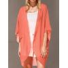 imageMoss Rose Womens Beach Kimono Coverup Sheer Chiffon Cover Ups Casual Loose Open Front Cardigan TopsBright Orange1