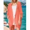 imageMoss Rose Womens Beach Kimono Coverup Sheer Chiffon Cover Ups Casual Loose Open Front Cardigan TopsBright Orange1
