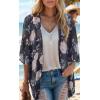 imageMoss Rose Womens Beach Kimono Coverup Sheer Chiffon Cover Ups Casual Loose Open Front Cardigan TopsDark Grey Floral