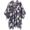 imageMoss Rose Womens Beach Kimono Coverup Sheer Chiffon Cover Ups Casual Loose Open Front Cardigan TopsDark Grey Floral