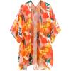 imageMoss Rose Womens Beach Kimono Coverup Sheer Chiffon Cover Ups Casual Loose Open Front Cardigan TopsFloral 11