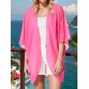 imageMoss Rose Womens Beach Kimono Coverup Sheer Chiffon Cover Ups Casual Loose Open Front Cardigan TopsFuchsia