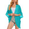 imageMoss Rose Womens Beach Kimono Coverup Sheer Chiffon Cover Ups Casual Loose Open Front Cardigan TopsLake Blue