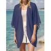 imageMoss Rose Womens Beach Kimono Coverup Sheer Chiffon Cover Ups Casual Loose Open Front Cardigan TopsNavy