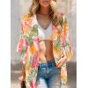 imageMoss Rose Womens Beach Kimono Coverup Sheer Chiffon Cover Ups Casual Loose Open Front Cardigan TopsOrange Floral Print