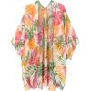 imageMoss Rose Womens Beach Kimono Coverup Sheer Chiffon Cover Ups Casual Loose Open Front Cardigan TopsOrange Floral Print