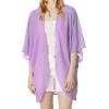 imageMoss Rose Womens Beach Kimono Coverup Sheer Chiffon Cover Ups Casual Loose Open Front Cardigan TopsPale Violet