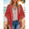 imageMoss Rose Womens Beach Kimono Coverup Sheer Chiffon Cover Ups Casual Loose Open Front Cardigan TopsRed Floral
