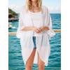 imageMoss Rose Womens Beach Kimono Coverup Sheer Chiffon Cover Ups Casual Loose Open Front Cardigan TopsWhite