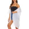 imageMoss Rose Womens Beach Kimono Coverup Sheer Chiffon Cover Ups Casual Loose Open Front Cardigan TopsWhite