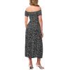 imageMoss Rose Womens Boho Maxi Dresses Summer Off Shoulder Cap Sleeve Flowy Swing Casual Long DressBlack