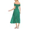 imageMoss Rose Womens Boho Maxi Dresses Summer Off Shoulder Cap Sleeve Flowy Swing Casual Long DressGreen