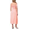 imageMoss Rose Womens Boho Maxi Dresses Summer Off Shoulder Cap Sleeve Flowy Swing Casual Long DressPink