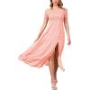 imageMoss Rose Womens Boho Maxi Dresses Summer Off Shoulder Cap Sleeve Flowy Swing Casual Long DressPink