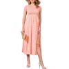 imageMoss Rose Womens Boho Maxi Dresses Summer Off Shoulder Cap Sleeve Flowy Swing Casual Long DressPink