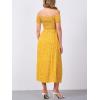 imageMoss Rose Womens Boho Maxi Dresses Summer Off Shoulder Cap Sleeve Flowy Swing Casual Long DressYellow