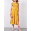imageMoss Rose Womens Boho Maxi Dresses Summer Off Shoulder Cap Sleeve Flowy Swing Casual Long DressYellow