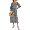 imageMoss Rose Womens Boho Maxi Dresses Summer Square Neck Long Sleeve Floral Flowy Swing Casual Long DressBlack