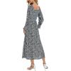 imageMoss Rose Womens Boho Maxi Dresses Summer Square Neck Long Sleeve Floral Flowy Swing Casual Long DressBlack