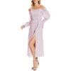 imageMoss Rose Womens Boho Maxi Dresses Summer Square Neck Long Sleeve Floral Flowy Swing Casual Long DressPink