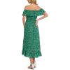 imageMoss Rose Womens Boho Spring Summer Maxi Dresses Off The Shoulder Floral Flowy Swing Casual Long DressGreen