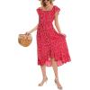 imageMoss Rose Womens Boho Spring Summer Maxi Dresses Off The Shoulder Floral Flowy Swing Casual Long DressRed